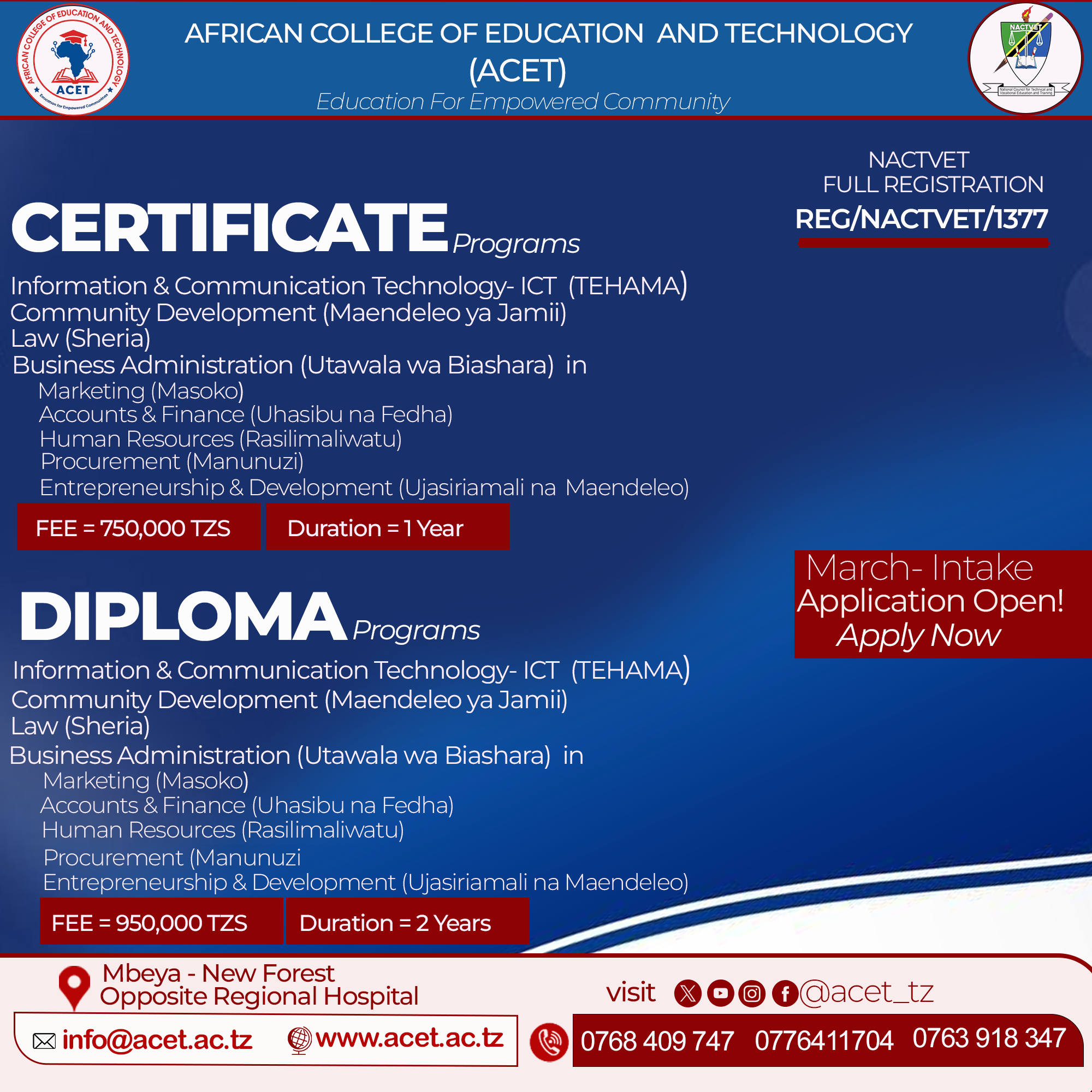 Admissions for the September 2026 Intake are now open.